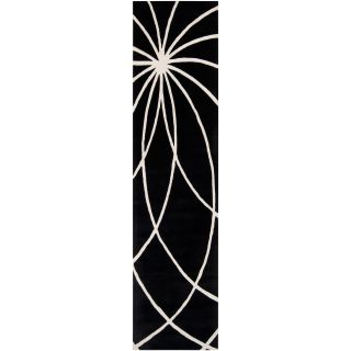 Hand tufted Contemporary Black/white Adler Wool Abstract Rug (26 X 8)