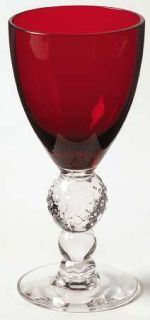 Morgantown Golf Ball Ruby Wine Glass   Stem #7643, Ruby Bowl, Clear Stem