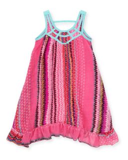 Mixed Print Shift Dress, Pink, 7 10