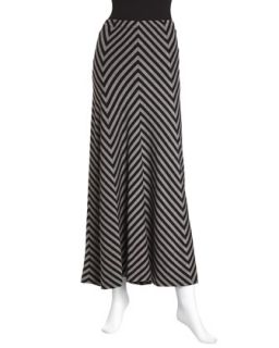 Striped Jersey Maxi Skirt, Black/Gray