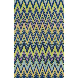 Allie Handmade Geometric Blue Wool Area Rug (5 X 76)