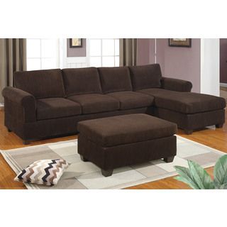 Livorno Sectional With Reversible Chaise In Rich Chocolate