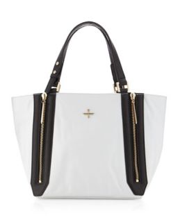 Nouveau Double Zip Tote Bag, White/Black