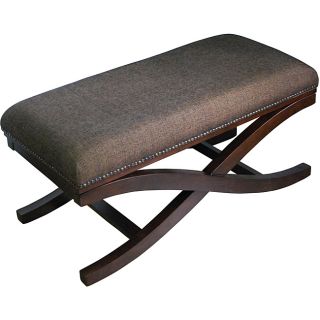 Large Cocktail Brown Textured Fabric X Bench