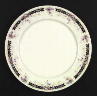Gorham Nocturne Dinner Plate, Fine China Dinnerware   Multicolor Flowers, Black