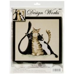 Kitty Trio Counted Cross Stitch Kit   12 X12 14 Count