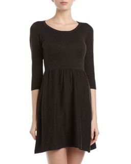 Knit Fit and Flare Dress, Charcoal