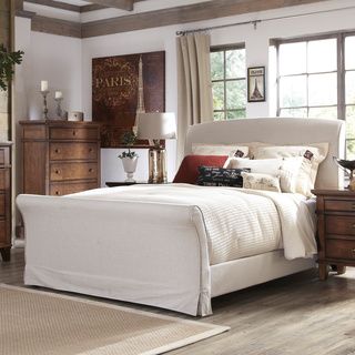 Signature Design By Ashley Burksville Burnished Brown Upholstered King Sleigh Bed