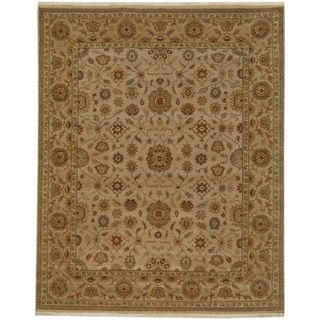 Hand knotted Oriental Dark Ivory Wool Area Rug (2 X 3)