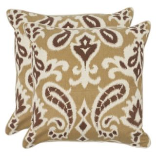 Safavieh 2 Pack Woven Paisley Toss Pillows   Desert Brown (18x18)