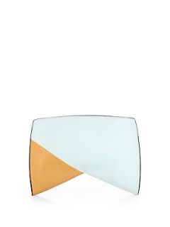 Narciso Rodriguez A Line Mixed Media Clutch   Ice Tan