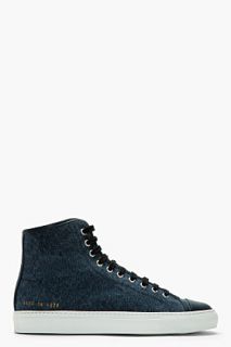 Common Projects Blue Canvas Tournament High_top Sneakers