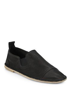 Vince Iona Perforated Leather Loafers   Black