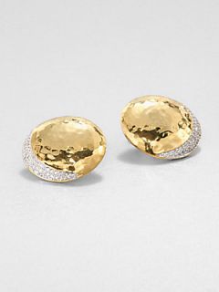Adriana Orsini Hammered Pave Stud Earrings   Gold