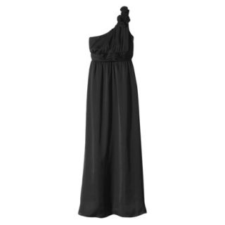 TEVOLIO Womens Plus Size Satin One Shoulder Rosette Maxi Dress   Ebony   20W
