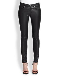 Saint Laurent Faux Leather Five Pocket Pants   Black
