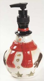 Snowball Snowman Figurine Lotion Dispenser, Fine China Dinnerware   Snowman,Red