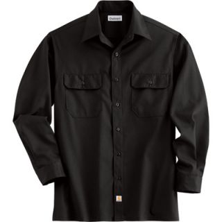 Carhartt Long Sleeve Twill Work Shirt   Black, 2XL, Regular Style, Model# S224