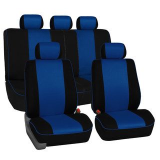 Fh Group Blue 3d Air mesh With Edge Piping Car Seat Covers (full Set) (Polyester Machine washable, air dry Helpful installation videos are available Front Seat Covers Side airbag compatible   officially tested   special stitching technique allows airbag t