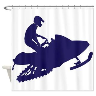  Snowmobiler/navy blue Shower Curtain  Use code FREECART at Checkout