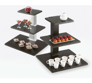 Cal Mil 3 Tier Elevation Display   18X18x20 1/4, Removable Shelves, Black, Midnight