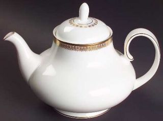 Royal Doulton Ritz Teapot & Lid, Fine China Dinnerware   Georgian/White Bkgrdgol