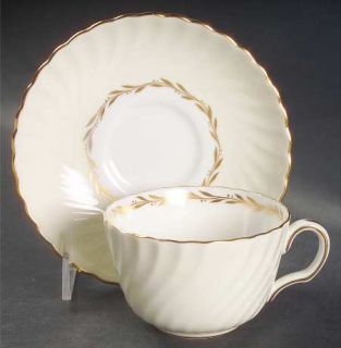 Minton Lady Devonish Flat Cup & Saucer Set, Fine China Dinnerware   Swirl Shape