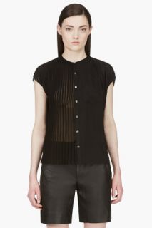 Undercover Black Half Pleated Open Back Blouse