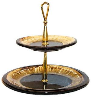 Pfaltzgraff Gourmet Brown 2 Tiered Serving Tray (Dinner & Salad Plate), Fine Chi