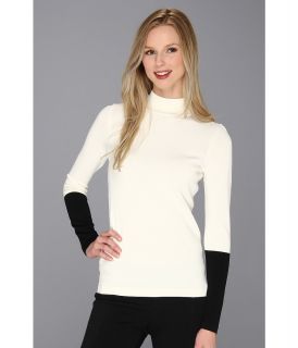 Calvin Klein Colorblock Turtleneck Rayon Nylon Top Womens Sweater (Brown)