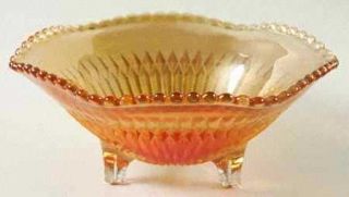 Jeannette Anniversary Iridescent 3 Footed Open Candy Dish   Iridescent,Marigold,