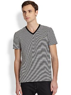 Lacoste Heritage Stripe V Neck Tee