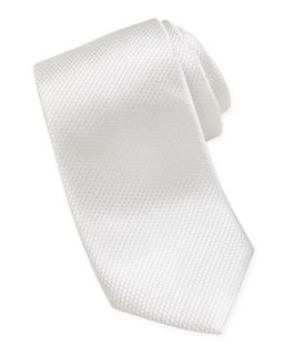 Neat Jacquard Contrast Tail Tie, White/Black