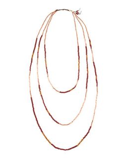 Three Strand Facet Beaded Necklace, Brown