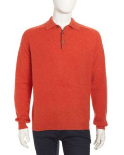 Cashmere Polo Pullover Sweater, Mandarin