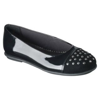 Girls Rachel Shoes Ava Patent Studded Flat   Black 1