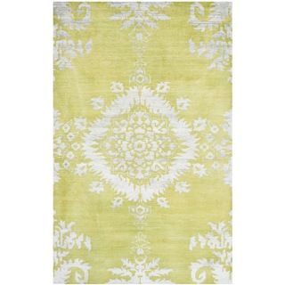 Safavieh Hand knotted Stone Wash Chartreuse Wool/ Cotton Rug (8 X 10)