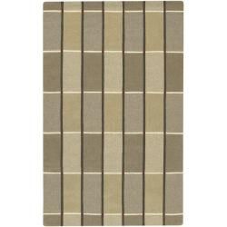 Hand crafted Brown Contemporary Bars Wool Geometric Rug (33 X 53)