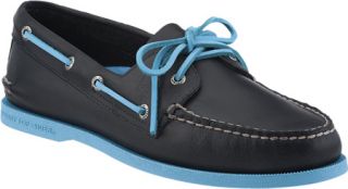 Mens Sperry Top Sider A/O 2 Eye Neon   Navy/Blue Leather Sailing Shoes