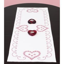Stamped Table Runner/scarf 15x42 valentines Day