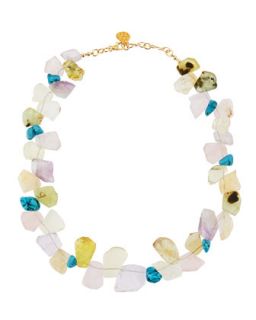 Mixed Gem Up & Down Station Necklace