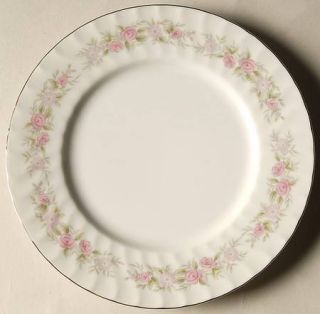 Dansico Teahouse Rose Salad Plate, Fine China Dinnerware   Pink Flowers,Green Le
