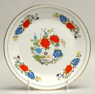 John Aynsley Famille Rose Salad Plate, Fine China Dinnerware   Orange,Blue&Yello