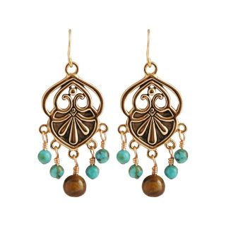 Art Smith by BARSE Turquoise & Tiger s Eye Chandelier Earrings, Womens