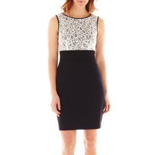 LONDON TIMES London Style Collection Sleeveless Two Tone Lace Dress, Black