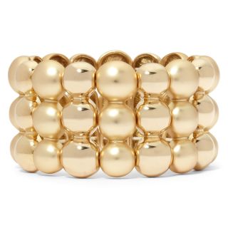 LIZ CLAIBORNE Gold Tone 3 Row Circles Stretch Bracelet