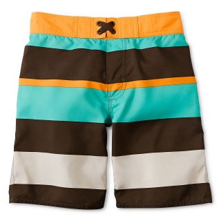 ARIZONA Striped Swim Trunks   Boys 6 18, Neon Carrot, Boys