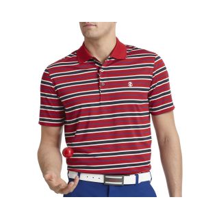 Izod Golf Feeder Striped Jersey Polo, Red, Mens