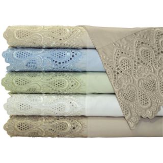 Grace Home Fashions 600tc Lace Easy Care Sheet Set, Ivory