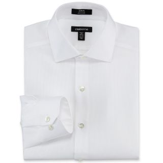 CLAIBORNE Wrinkle Free Dress Shirt, White, Mens
